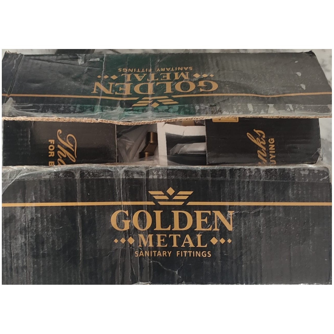 Bath Set Golden Metal Gold Lever Black GM4001